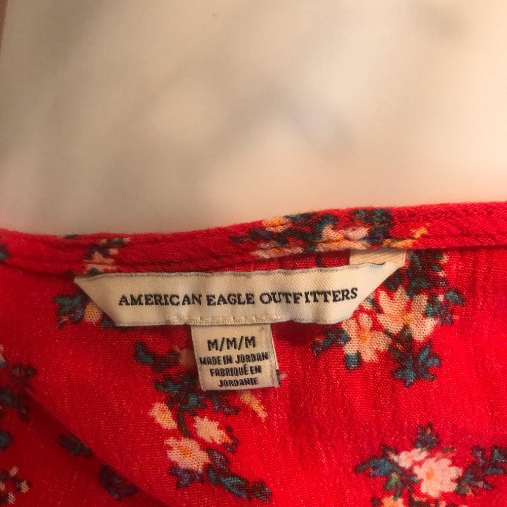 Red floral American eagle button up crop top - Picture 3 of 3